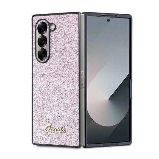 Fodral för Samsung Galaxy Z Fold6 F956, Guess, Glitter Script, Rosa