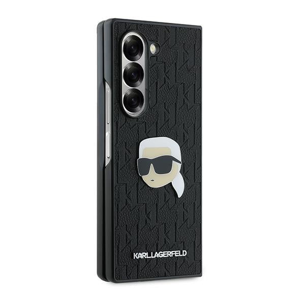 Fodral för Samsung Galaxy Z Fold6 F956, Karl Lagerfeld, Saffiano Monogram Karl's Head Metal, Svart