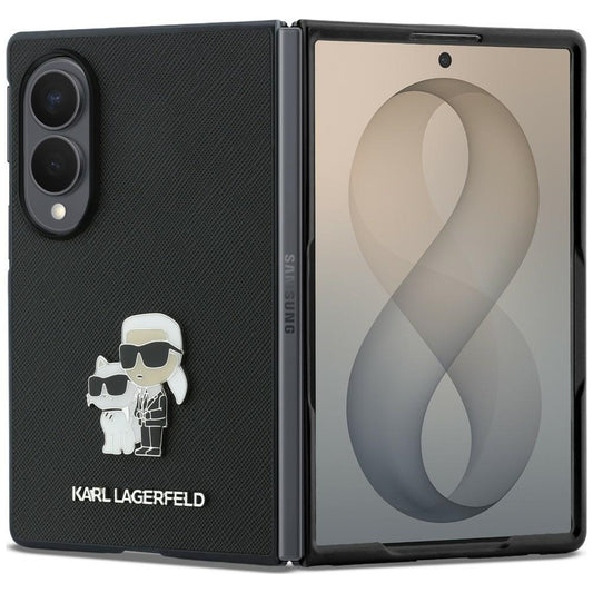 Fodral för Samsung Galaxy Z Fold8 F971, Karl Lagerfeld, Saffiano Karl & Choupette Metallnål, Svart