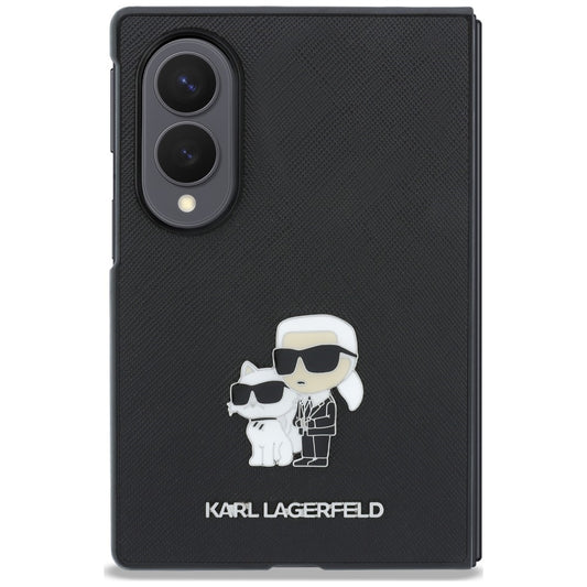 Fodral för Samsung Galaxy Z Fold8 F971, Karl Lagerfeld, Saffiano Karl & Choupette Metallnål, Svart