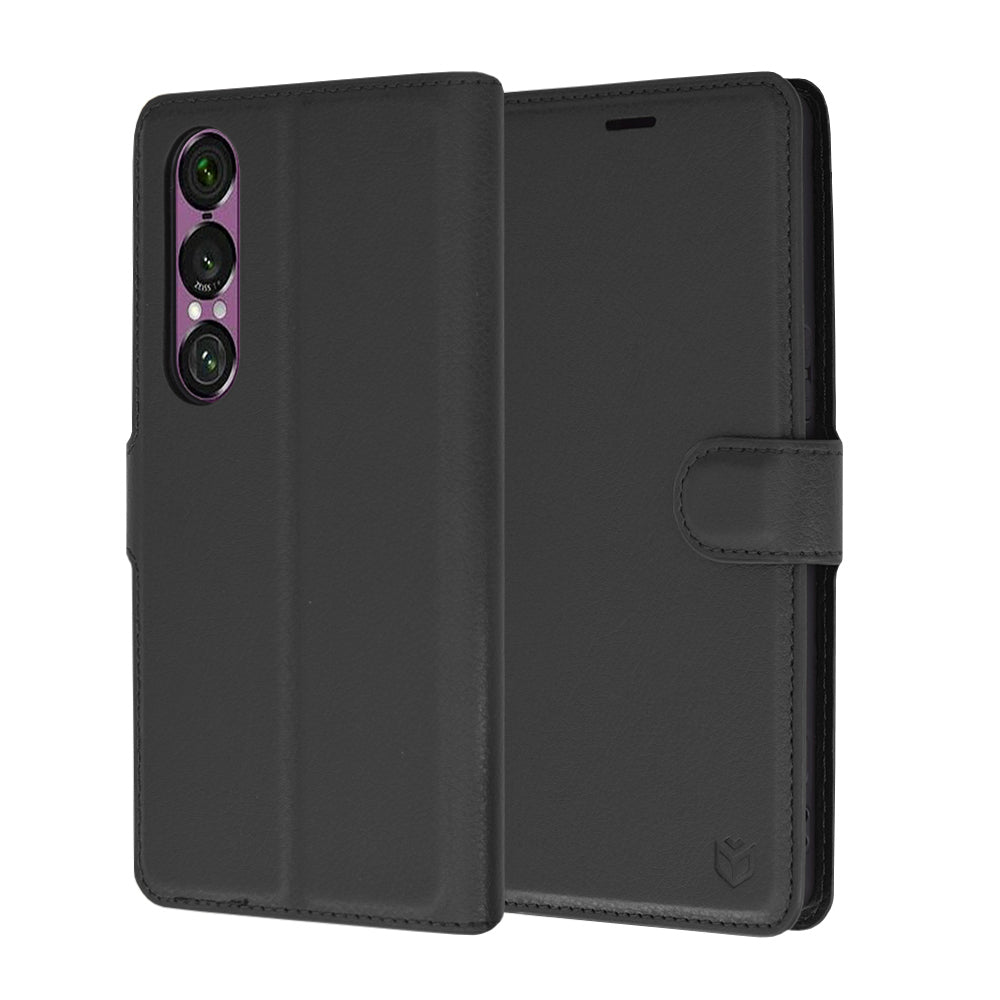 Fodral för Sony Xperia 1 VI, Techsuit, Leather Folio, Svart