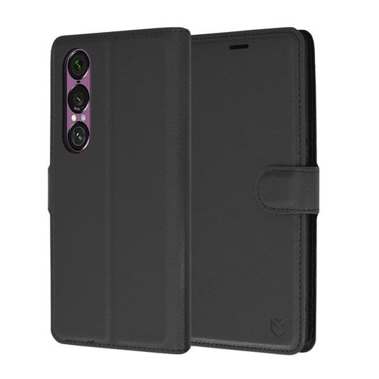 Fodral för Sony Xperia 1 VI, Techsuit, Leather Folio, Svart