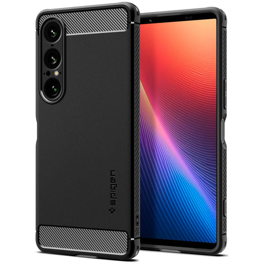 Skyddsfodral för Sony Xperia 1 VII, Spigen, Rugged Armor, Mattsvart