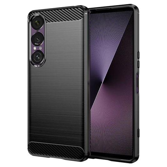 Fodral för Sony Xperia 1 VII, Techsuit, Kolfiber, Svart