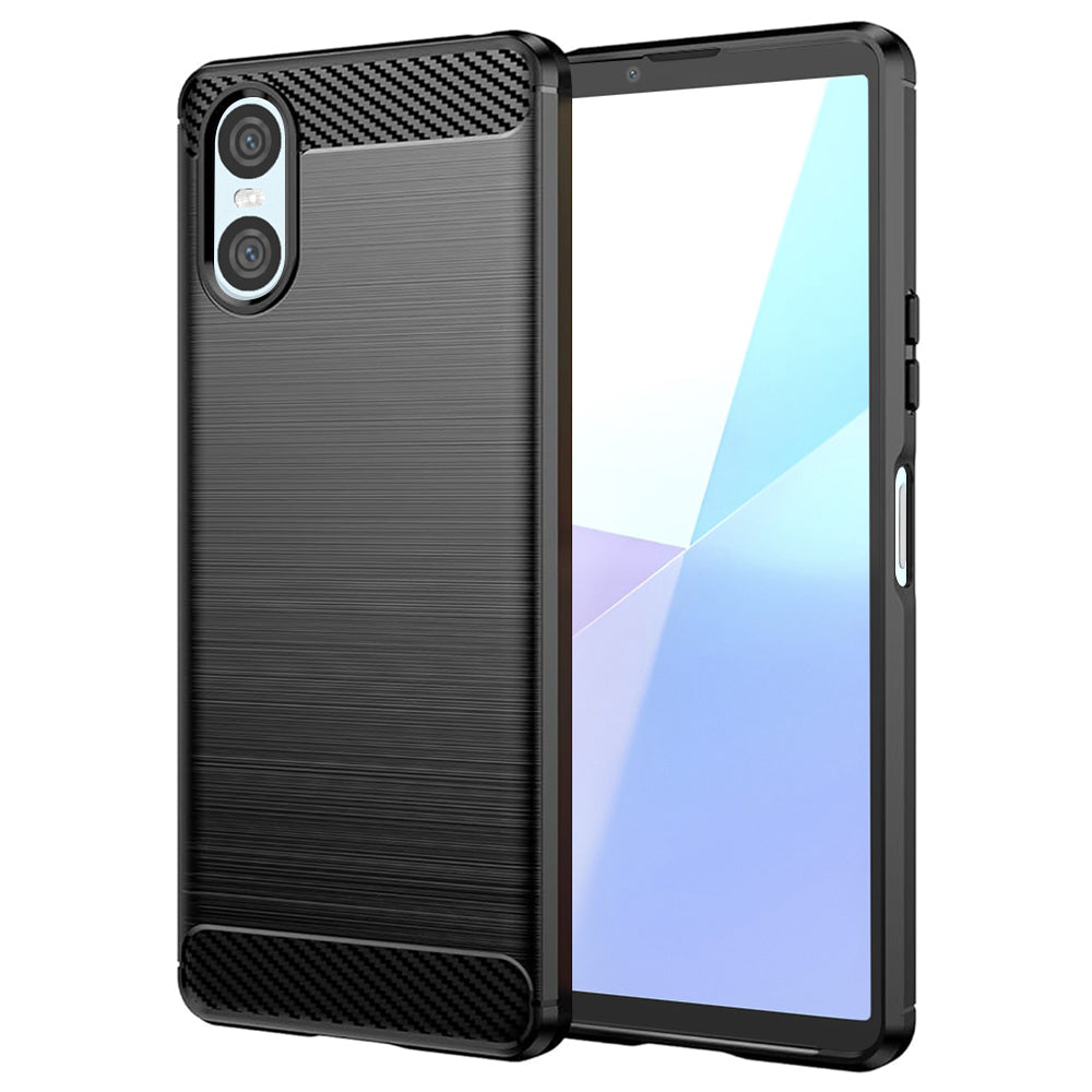 Fodral för Sony Xperia 10 VI, Techsuit, Kolfiber, Svart