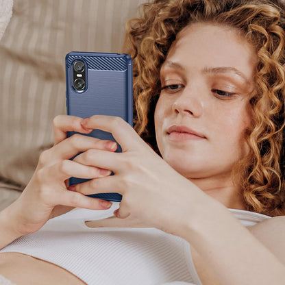 Fodral för Sony Xperia 10 VI, Techsuit, Kolfiber, Svart