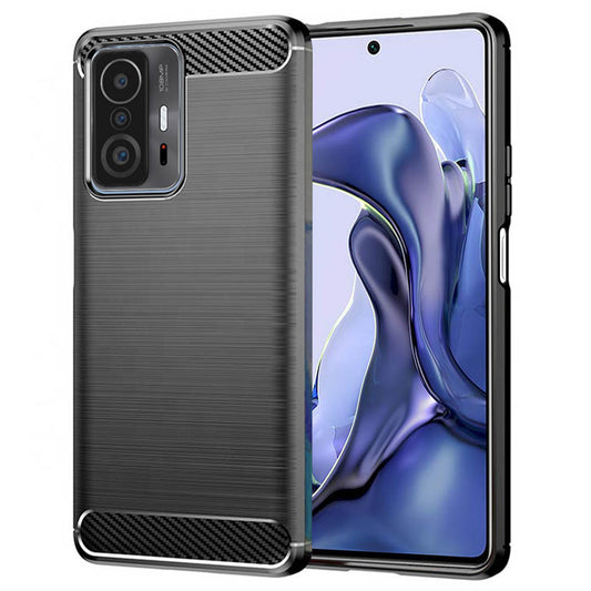 Fodral för Xiaomi 11T / 11T Pro, Techsuit, Kolfiber, Svart