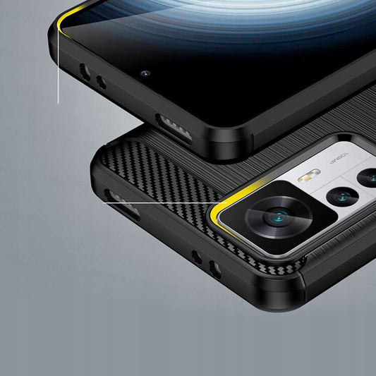 Fodral för Xiaomi 12T / 12T Pro, Techsuit, Kolfiber, Svart
