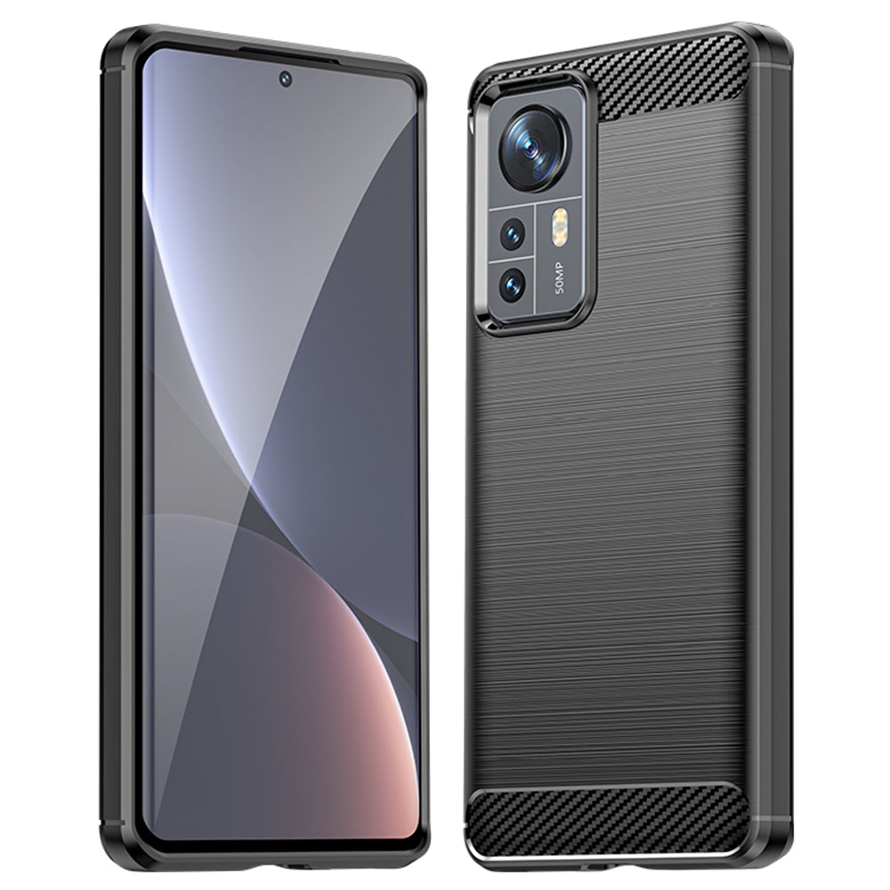 Fodral för Xiaomi 12X / 12, Techsuit, Kolfiber, Svart