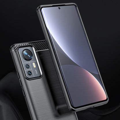Fodral för Xiaomi 12X / 12, Techsuit, Kolfiber, Svart