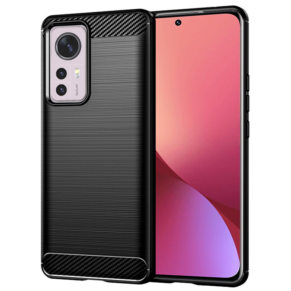 Fodral för Xiaomi 12X / 12, Techsuit, Kolfiber, Svart