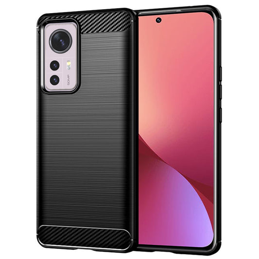 Fodral för Xiaomi 12X / 12, Techsuit, Kolfiber, Svart