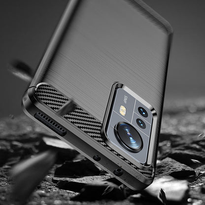 Fodral för Xiaomi 12X / 12, Techsuit, Kolfiber, Svart