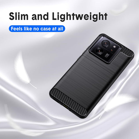 Fodral för Xiaomi 13T Pro / 13T, Techsuit, Kolfiber, Svart