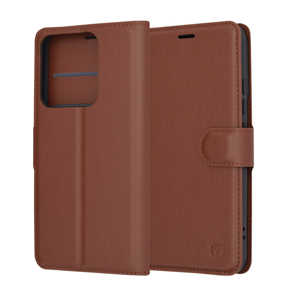 Fodral för Xiaomi 14, Techsuit, Leather Folio, Brun