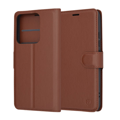 Fodral för Xiaomi 14, Techsuit, Leather Folio, Brun