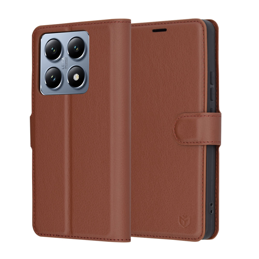 Fodral för Xiaomi 14T Pro, Techsuit, Leather Folio, Brun