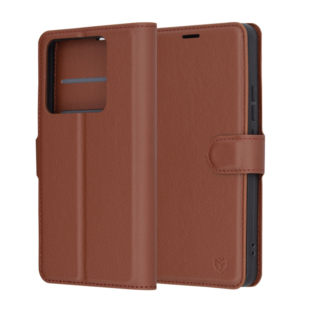 Fodral för Xiaomi 14T Pro, Techsuit, Leather Folio, Brun