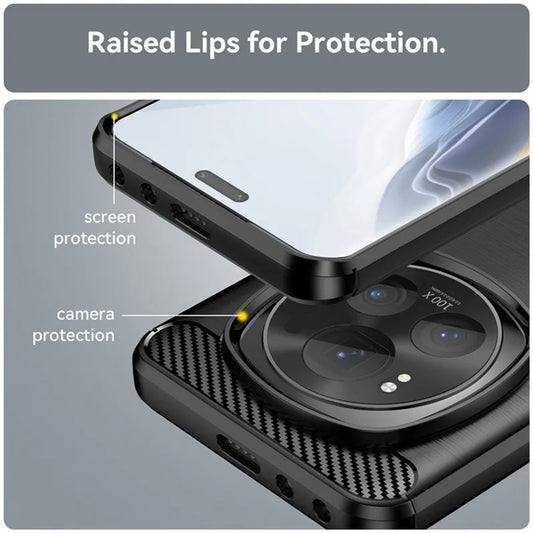 Fodral för Xiaomi 15 Pro, Techsuit, Kolfiber, Svart