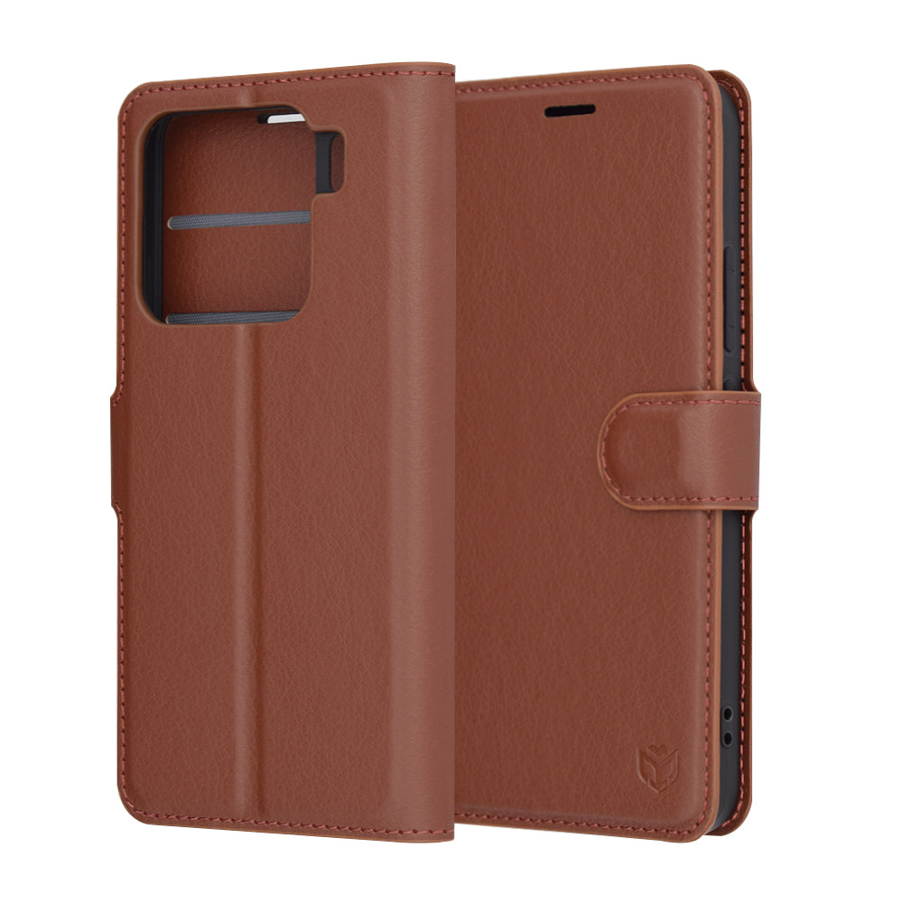 Fodral för Xiaomi 15, Techsuit, Leather Folio, Brun