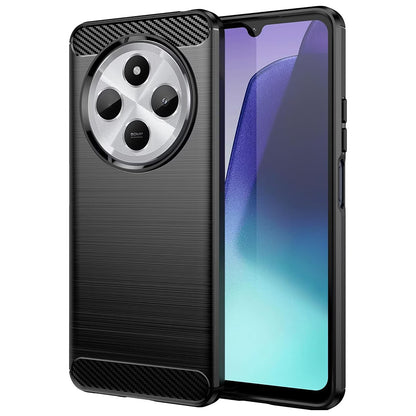 Fodral för Xiaomi Poco C75 / Redmi 14C, Techsuit, Kolfiber, Svart