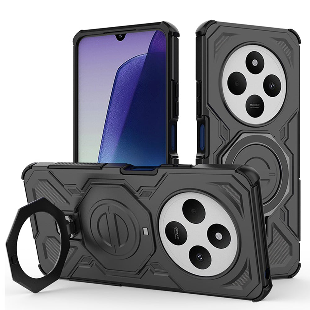 Fodral för Xiaomi Poco C75 / Redmi 14C, Techsuit, Carbon Shield Pro, Svart