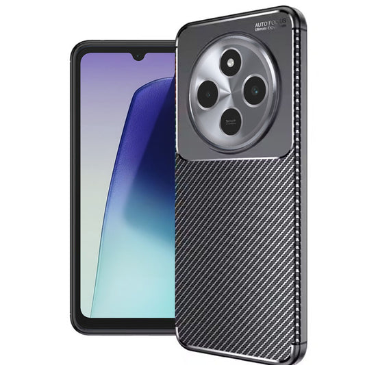 Fodral för Xiaomi Poco C75 / Redmi 14C, Techsuit, CarbonFiber, Svart