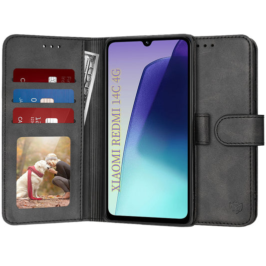 Fodral för Xiaomi Poco C75 / Redmi 14C, Techsuit, Diary Book, Svart