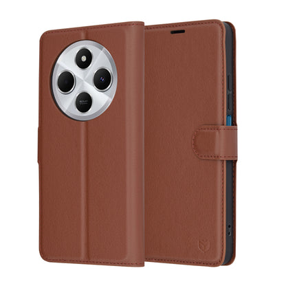 Fodral för Xiaomi Poco C75 / Redmi 14C, Techsuit, Läderfolio, Brun