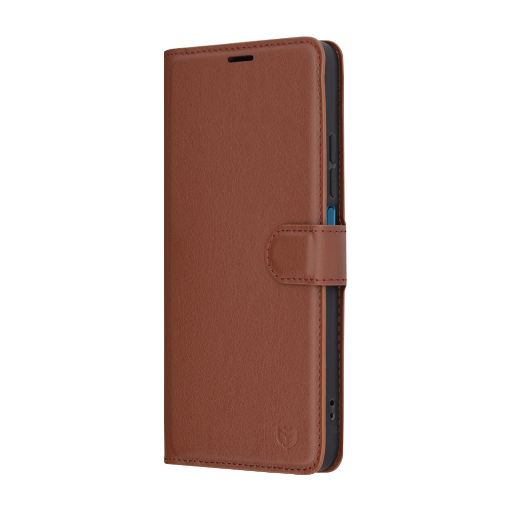 Fodral för Xiaomi Poco C75 / Redmi 14C, Techsuit, Läderfolio, Brun