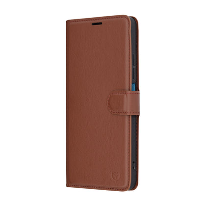 Fodral för Xiaomi Poco C75 / Redmi 14C, Techsuit, Läderfolio, Brun