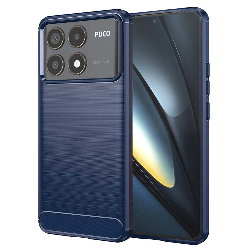 Fodral för Xiaomi Poco F6 Pro, Techsuit, Kolfiber, Blå