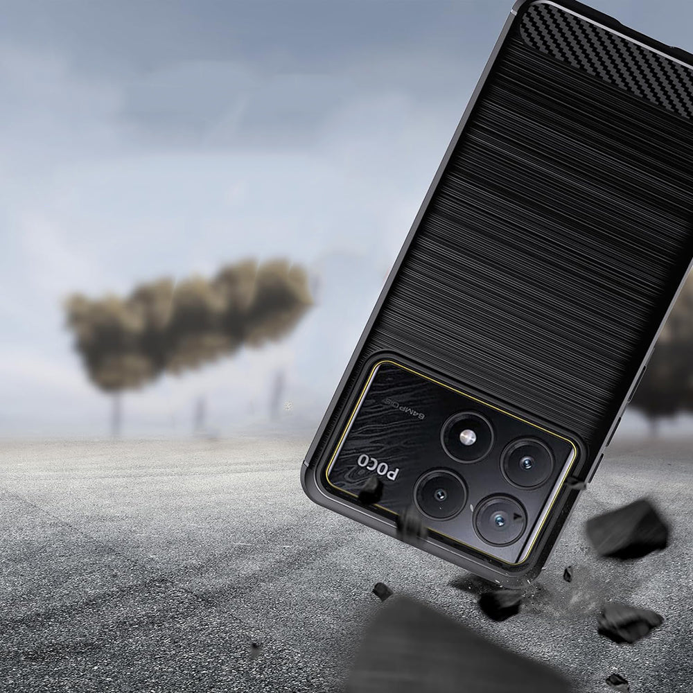 Fodral för Xiaomi Poco F6 Pro, Techsuit, Kolfiber, Blå