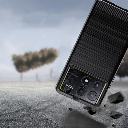 Fodral för Xiaomi Poco F6 Pro, Techsuit, Kolfiber, Blå