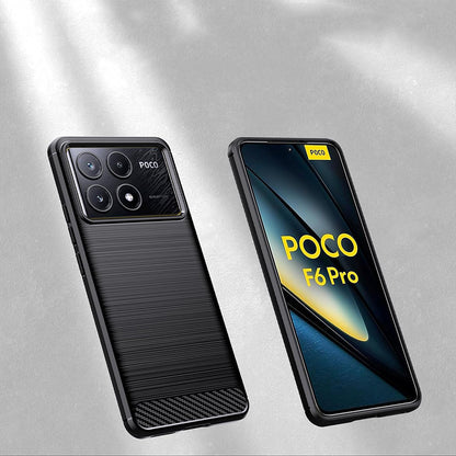 Fodral för Xiaomi Poco F6 Pro, Techsuit, Kolfiber, Blå