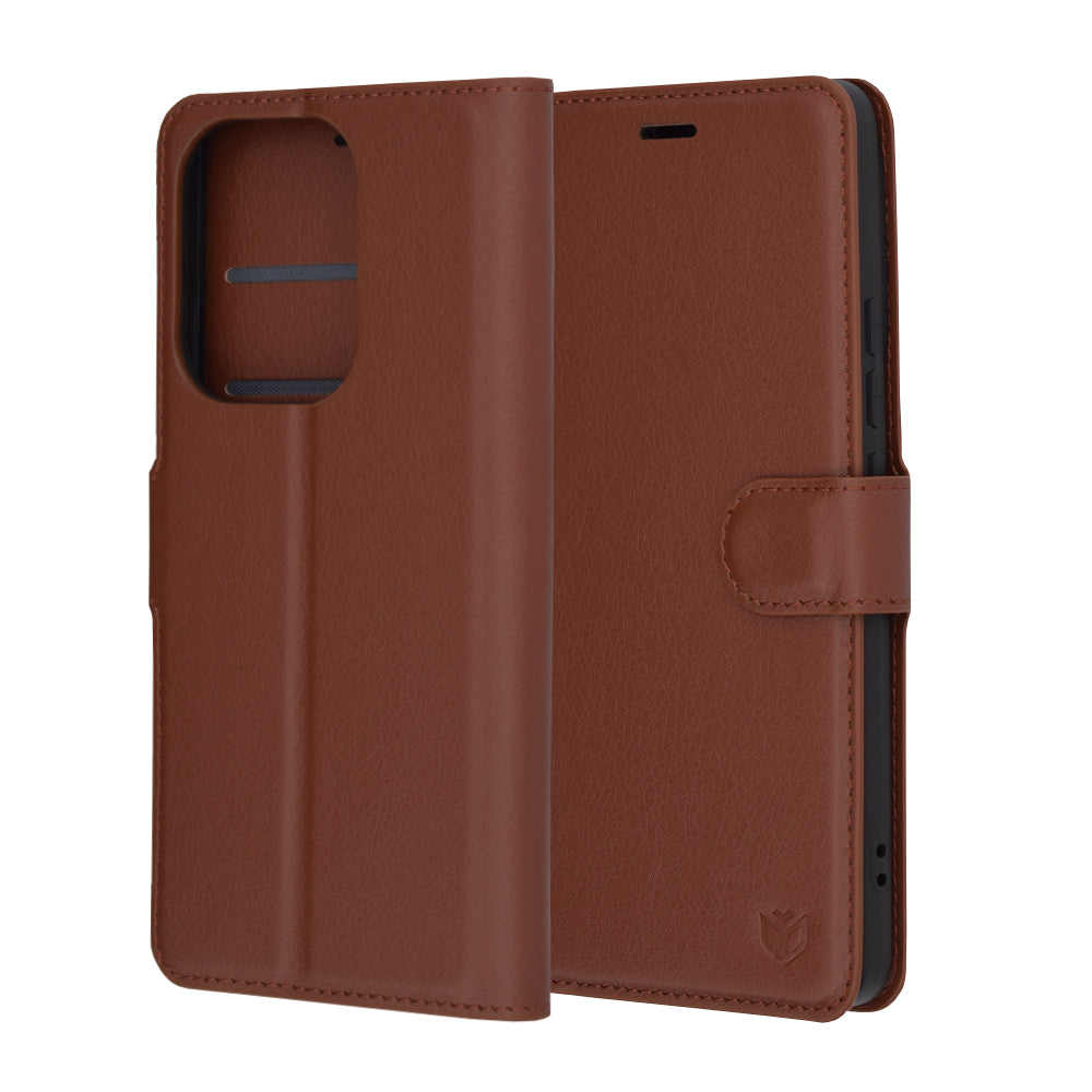 Fodral för Xiaomi Poco F6, Techsuit, Leather Folio, Brun