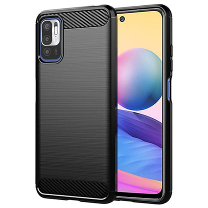 Fodral för Xiaomi Poco M3 Pro 5G / Redmi Note 10 5G, Techsuit, Kolfiber, Svart