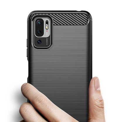 Fodral för Xiaomi Poco M3 Pro 5G / Redmi Note 10 5G, Techsuit, Kolfiber, Svart