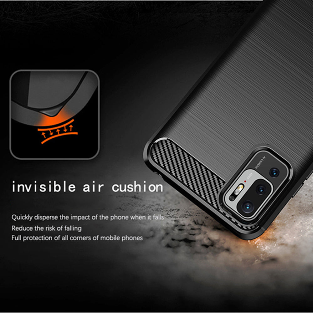 Fodral för Xiaomi Poco M3 Pro 5G / Redmi Note 10 5G, Techsuit, Kolfiber, Svart