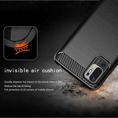 Fodral för Xiaomi Poco M3 Pro 5G / Redmi Note 10 5G, Techsuit, Kolfiber, Svart