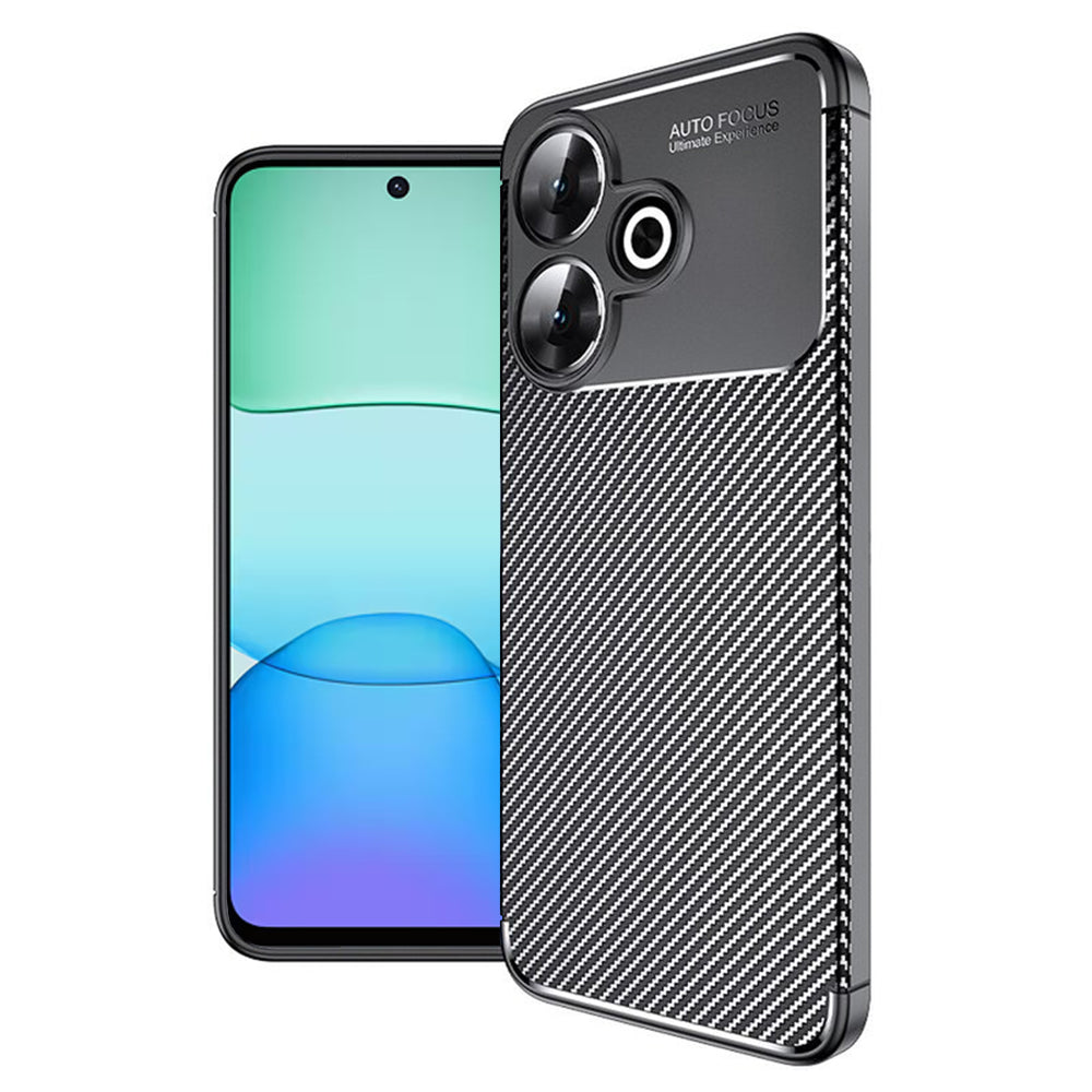 Fodral för Xiaomi Poco M6 4G / Redmi 13, Techsuit, CarbonFiber, Svart