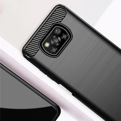 Fodral för Xiaomi Poco X3 Pro / X3 NFC / X3, Techsuit, Kolfiber, Svart