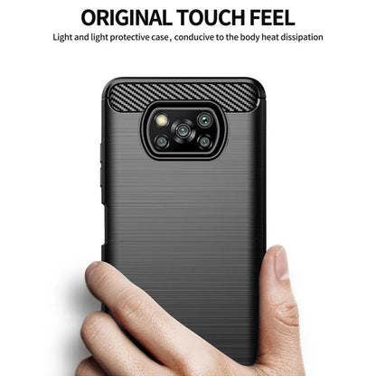 Fodral för Xiaomi Poco X3 Pro / X3 NFC / X3, Techsuit, Kolfiber, Svart