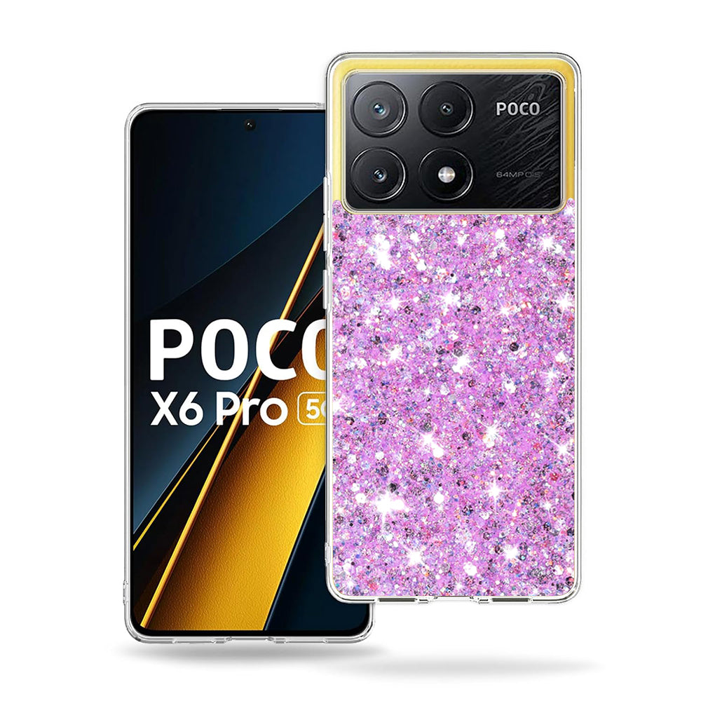 Fodral för Xiaomi Poco X6 Pro, Techsuit, Glittrande Glitter, Magenta