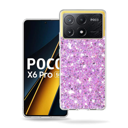 Fodral för Xiaomi Poco X6 Pro, Techsuit, Glittrande Glitter, Magenta