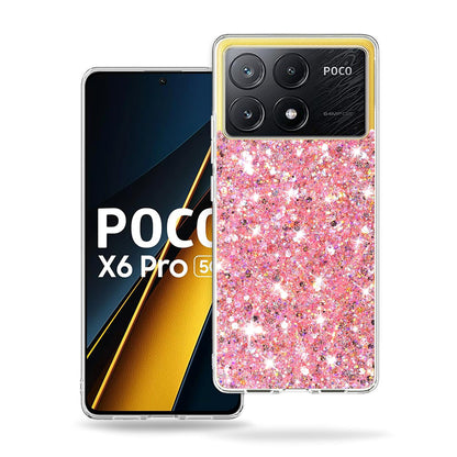 Fodral för Xiaomi Poco X6 Pro, Techsuit, Glittrande Glitter, Rosa