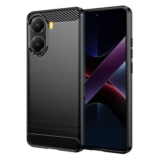 Fodral för Xiaomi Poco X7 Pro, Techsuit, Kolfiber, Svart