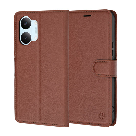 Fodral för Xiaomi Poco X8 Pro Max, Techsuit, läderfolio, brun