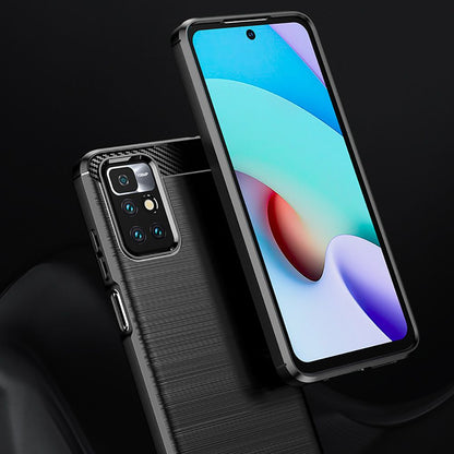 Fodral för Xiaomi Redmi 10 2022 / 10 (2021), Techsuit, Kolfiber, Svart