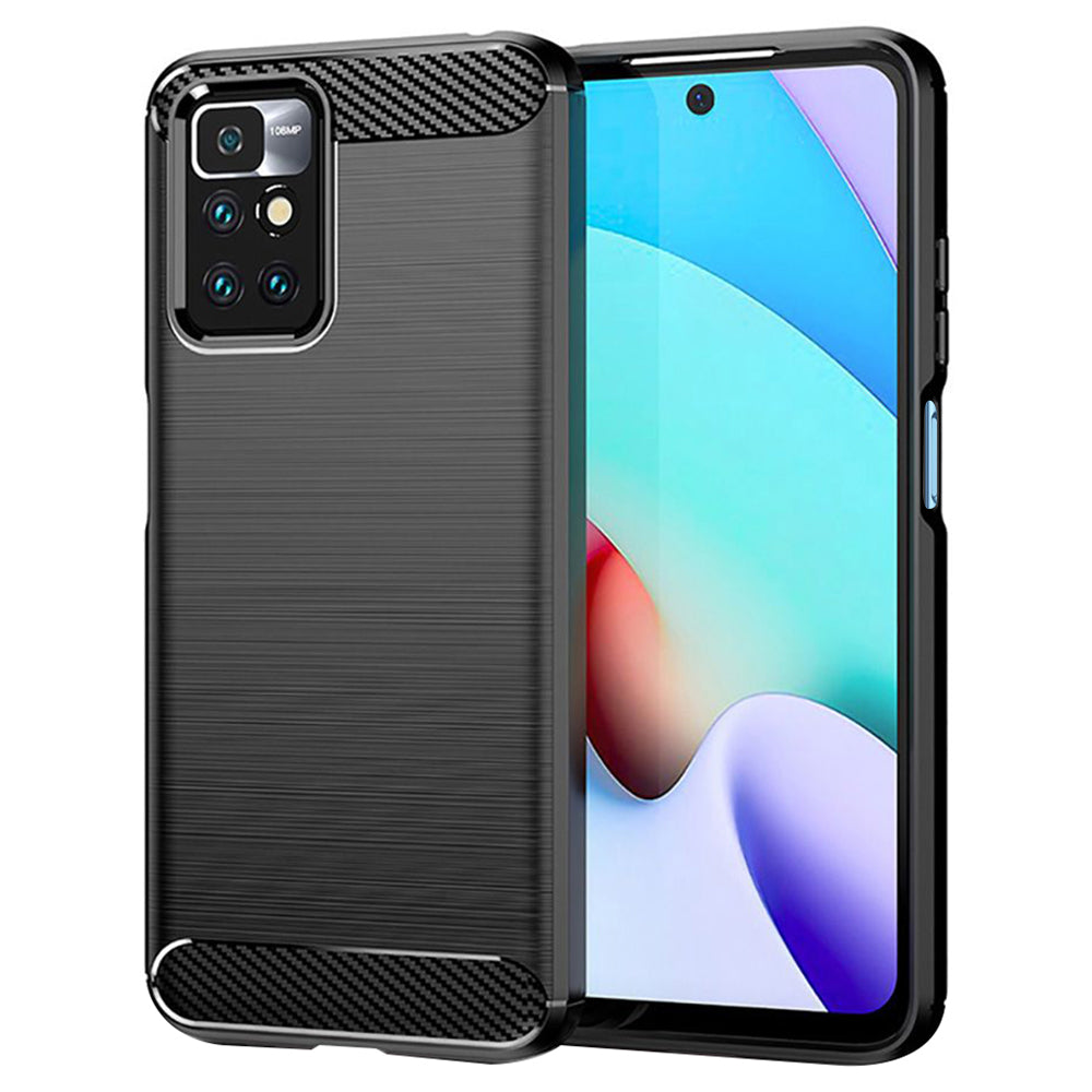 Fodral för Xiaomi Redmi 10 2022 / 10 (2021), Techsuit, Kolfiber, Svart